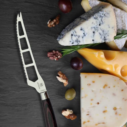 Foto von Messerei - Profi Käsemesser aus 7CR17 rostfreier Edelstahl Klinge - Käseschneider mit Rosenholz Handgriff & schicker Geschenk-Box - Käse-Messer für Käseplatte, Hartkäse & Parmesan