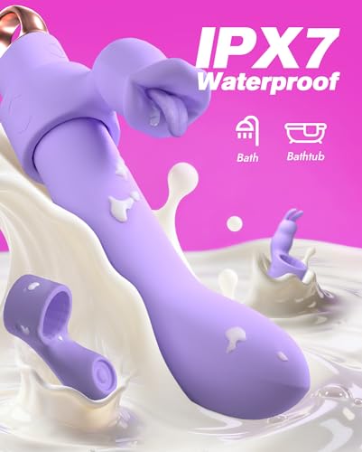 Vibrator Dildo Rabbit Sex Toys - Interchangeable Rabbit Vibrator G Spot Dildo with 10 Vibration 3 Licking & 3 Tapping Modes, Adult Sex Toy for Women, Vibrator for Clitoral Nipple Anal Stimulation - Image 6
