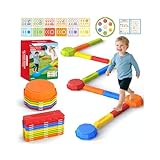 15PCS Rainbow Stepping Balance Beam Stones for Kids Toddlers - Indoor & Outdoor Sensory Toys for Outside Play Games,Without Light Up&Music Non-Slip Jumping Blocks for Obstacle Course Boy Girl Gifts