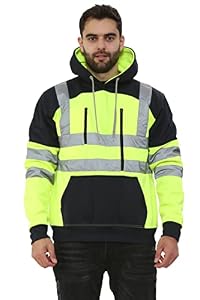 Hi Vis Tablet Zips Hoodie High Visibility Reflective Tape Band Work Fleece Safety Hooded Top Phone Tablet & ID Pockets Small - 3XL (as8, alpha, one_size, regular, regular, Yellow Pullover, 3XL)