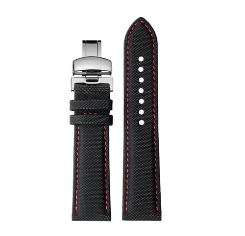 [X] 20 21m 22mm NCbN[X Fit For Meidu M005 M021 ɓK For Seiko IK t@Co[iC vXgbv ubN IW voh Y ANZT[(Black red silve