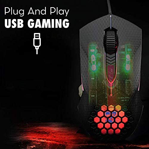 Image of BRIX R8 Comfortable Grip Ergonomic Wired Gaming Mouse, 1600 DPI Adjustable, 6D Button Optical PC