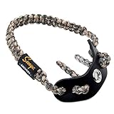 SUNYA Archery Bow Wrist Sling, 550 Paracord Strap Comfortable on Hand.100% Full Grain Leather Yoke, Multiple Camo Colors.Fit Compound Bow Stabilizer & Recurve. (Marsh Camo 32)
