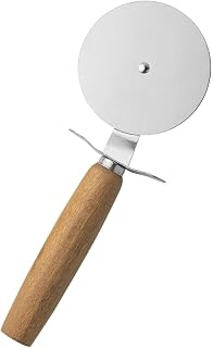 Pizza Kesici – Ahşap Saplı Paslanmaz Çelik, Yuvarlak Bıçaklı Pizza Dilimleyici | Ergonomik, Dayanıklı, Şık Tasarım