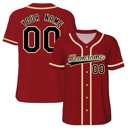 WERWAES Baseball Trikot, Personalisierte Baseball-Shirts mit Name&Nummer, Jersey Customize für Männer Frauen Jugendliche