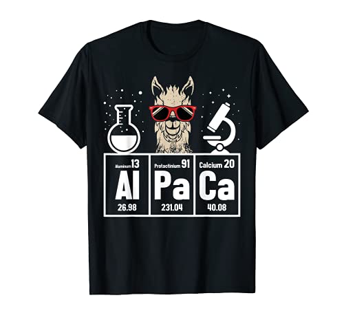 Cool Science Alpaca With Glasses In Front Of Periodic Table Camiseta