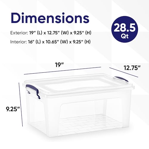 Image of Superio Storage Bins with Lids, Clear Plastic Containers for Organizing, Stackable Totes, BPA Free, Odor Free, Organizer Boxes for Home, and Dorm (2 Pack, 28.5 Qt)
