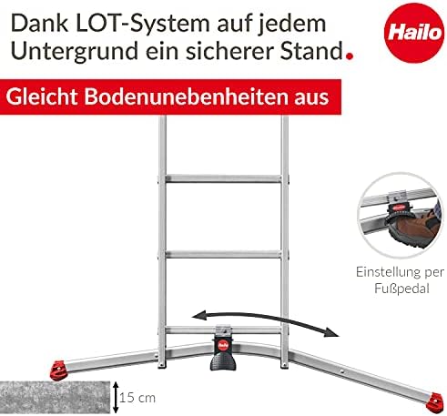 Hochwertige, rostfreie Aluminiumleiter von Hailo, hergestellt in Deutschland.