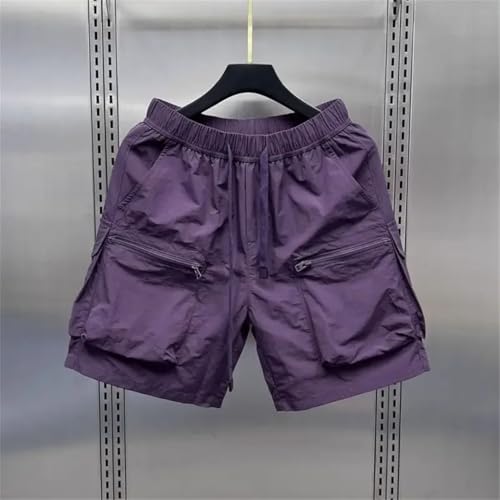 Short cargo taille haute extensible avec cordon de serrage solide et coupe ample - 5