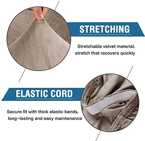 Enova Floral Dining Chair Covers Set Of 2, Soft Thick Solid Velvet Fabric Chair Covers For Dining Room, Seat Protector Washable Parsons Chair Cover For Home, Banquets (Taupe) #TOP3