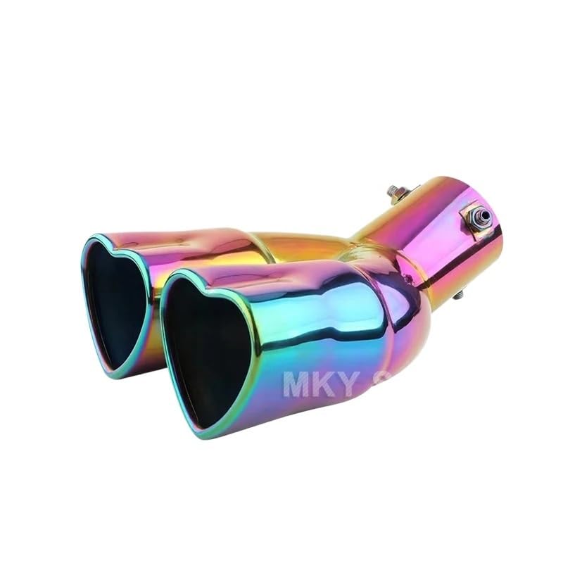 Vehicle Silencer Tłumik rury wydechowej w kształcie serca 2,5 cala krawędź samochód końcówka tłumika ze stali nierdzewnej Tłumik Samochodowy(Curved color)