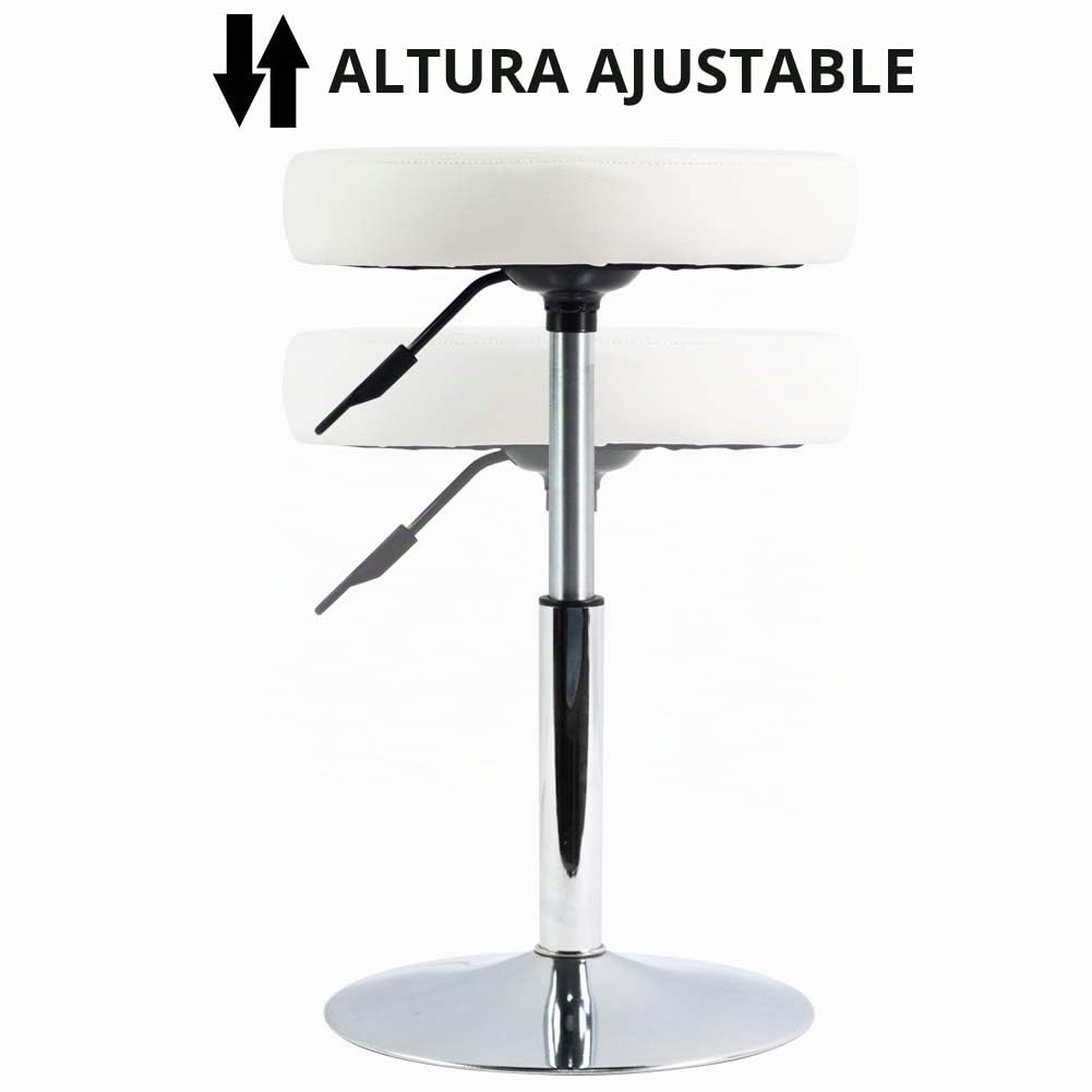 FURWOO Taburete Corto Blanco para Tienda Altura Ajustable Giratorio para Oficina SPA salón manicura y Estaciones de Tatuajes pequeño