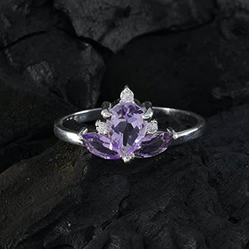 Bague en améthyste véritable argent 925 pour style quotidien