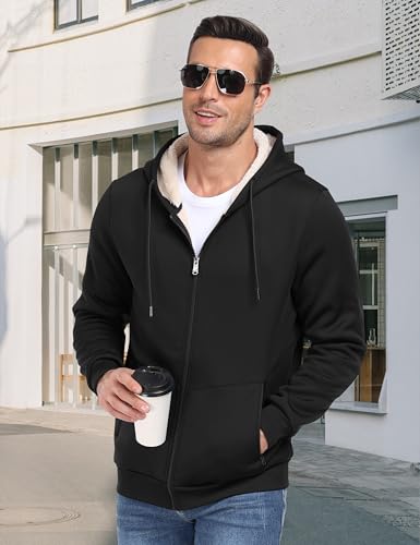 MoFiz Men's Fleece Sherpa Lined Hoodies Heavyweight Full Zip Hoodies for Men4