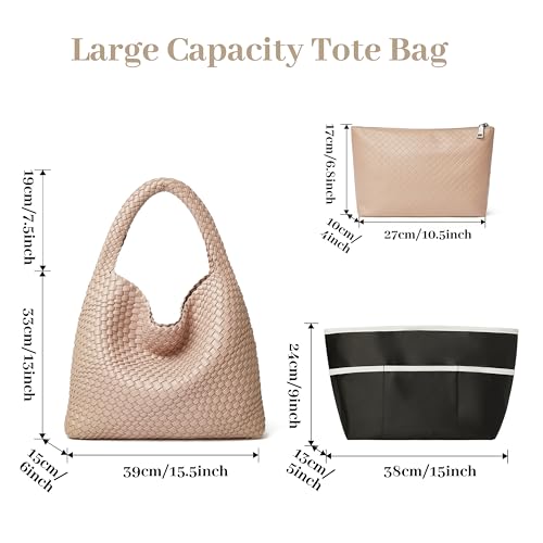 DAILANDO Fashion Woven Tote Bag for Women, Large Capacity Designer Shoulder Weave Hobo Purse