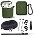 Produktbild AirPods Hülle, KMMIN AirPods Schutzhülle für Apple AirPods 1&2 Wireless Ladekoffer 7 in 1 LED Sichtbar AirPods Case Premium Silikonhülle mit Airpods Zubehör Schlüsselbund Aufbewahrungsbox, Olive