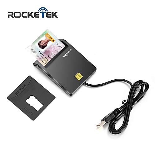 Blusea Rocketek DOD Military CAC USB-Chipkartenleser mit SIM-Kartenadapter, kompatibel mit Windows 10/8/7 / XP/Vista Server 2003/2008