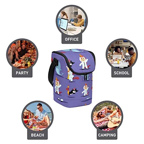 Bolsa de almuerzo morada con unicornio y cremallera para oficina 4