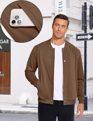 Image of COOFANDY Men's Casual Lightweight Jacket Baseball Letterman Snap Button Jacket