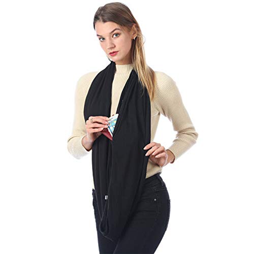 Women Infinity Scarf With Hidden Zipper Pocket Wrap Multi-use Lightweight Convertible Soft Travel Scarves2