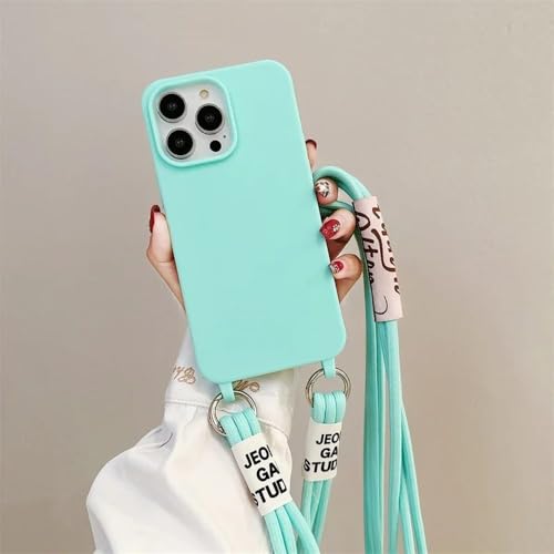 Coque lanière iPhone 14 Plus vert clair protège des vols et chutes accidentelles