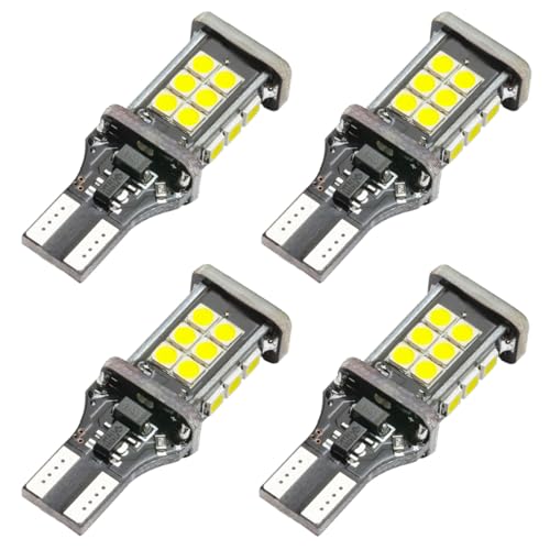 DUSCOKE Car T15 LED Backup Reverse Light, High Power Bright 912 921 W16W Decoding Lights with 3030SMD Chip, 12V 5W 6500K White Auto Illumination Bulb Replacement for RV Car Truck (4PCS)