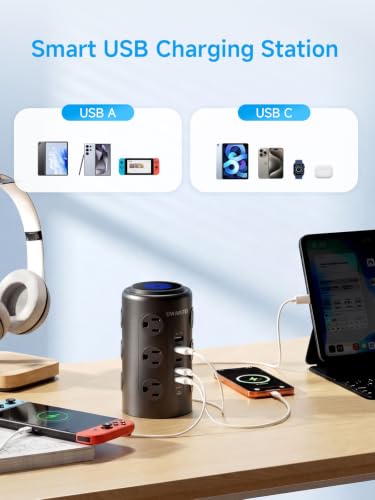 Image of 15FT Tower Power Strip with Dedicated 20W PD USB-C Port