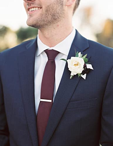 Image of Skinny Solid Ties for Men, 2.5 inch Slim Plain Neckties 4-Pack