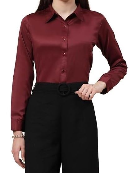 Image of Bowrain Women's Full Sleeves Satin Shirt