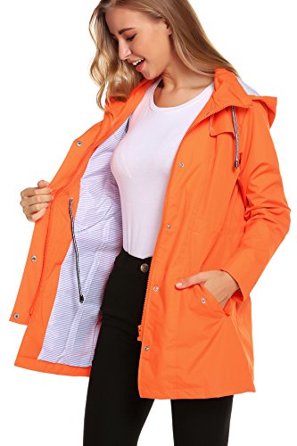 Zhenwei Womens Raincoat Lightweight Lining Hooded Waterproof Outdoor Zipper Rain Jacket thumb #1