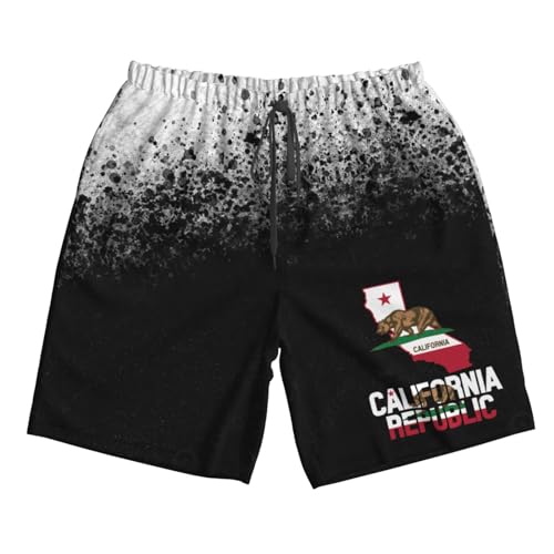 Kkaingg California Flag Map Men's Swim Trunks Swim Shorts Board Shorts Swimsuit Swimwear Funny Men's Beach Shorts4