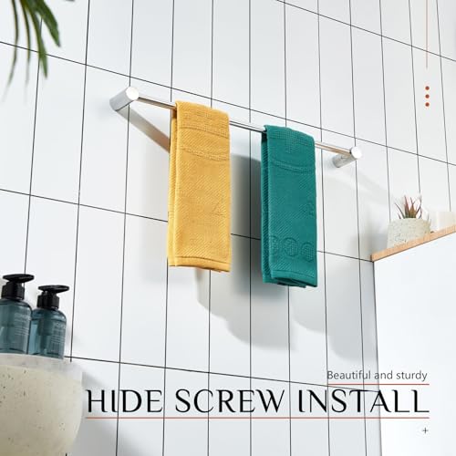 Image of KOKOSIRI Towel Bars for Bathroom Wall Mounted 20'' Towel Rack Polished Chrome Single Rod for Lavatory Bathroom Hardware Stainless Steel, B4007CH-L20