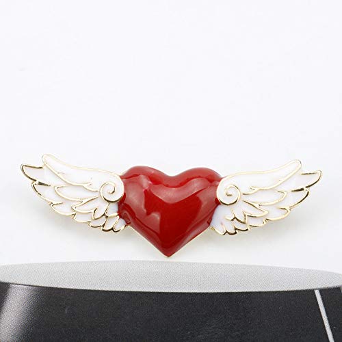 Red Heart White Wing Angel Wings Lapel Brooch And Safe Pin For Girls' Love (1) #TOP1