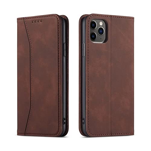 Étui en cuir de luxe pour iPhone XS Max marron fini haut de gamme à rabat