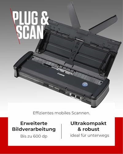 Canon P-215II imageFORMULA Scanner Dokumentenscanner (Duplex Einzug, 600 DPI, Farbscan, Canon CaptureOnTouch Software, Lite Presto! BizCard Reader, Reader PaperPort) schwarz, 9705B003