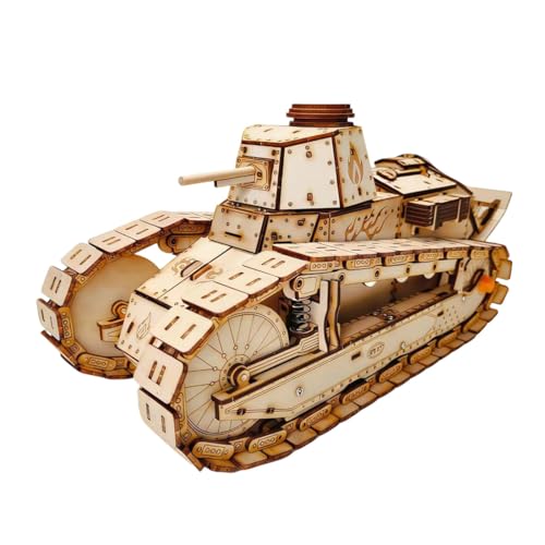 Char militaire FT-17 en bois 3D motorisé avec télécommande pour adultes