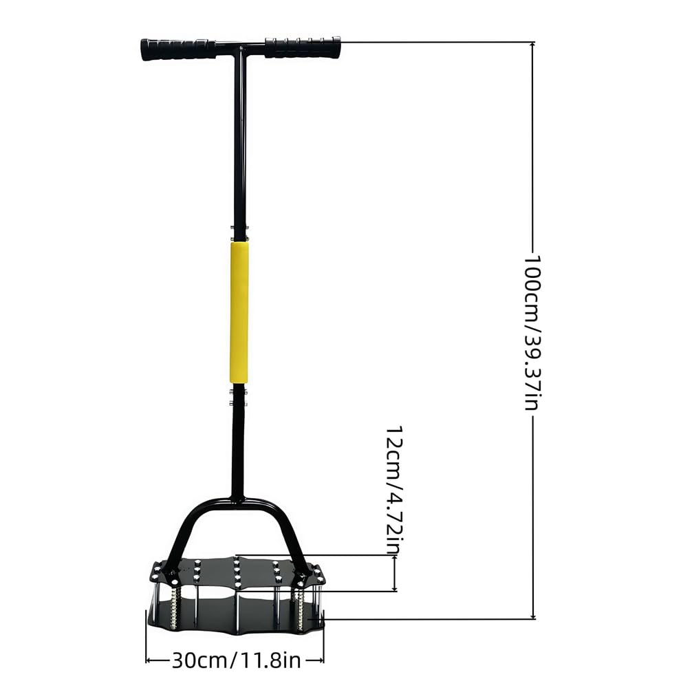 Aérateur de pelouse manuel - Outil de 100 cm avec 17 pointes en fer et 4 ressorts pour relancer les sols compacts dans les pelouses, les cours et les jardins