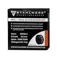 STAHLWERK MIG/MAG Stahl Schweißdraht Ø 0,8 mm ER70S-6 (SG2) – 2 Stück je 5 kg D200-Spule für 50 mm Dorn, universell einsetzbar, hochwertiger Schweißmassivdraht für alle Stahlarbeiten mit Schutzgas – Ansicht 3