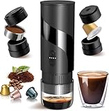Portable Coffee Machine, Portable Coffee Maker None Self-heating, 20 Bar Electric Travel Coffee Maker, Portable Espresso Machine for Car, Camping, Office, Compatible with Coffee Grounds & Capsules