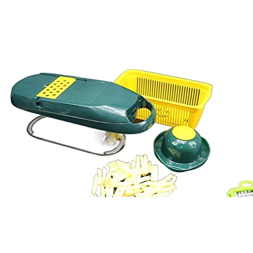 JINGYAN ﻿ Boîtes de stockage de légumes Vegetable Cutter Multifunctional Slicer Fruit Potato Peeler Carrot Grater Kitchen Accessories Basket Gadgets(Green)