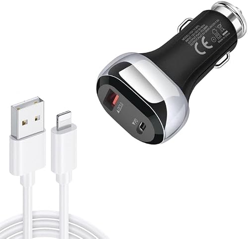 Ysy-312Pd Qc3.0 18W Usb + Pd 20W Usb-C/Type-C Car Charger With Usb To 8 Pin Data Cable(Black)