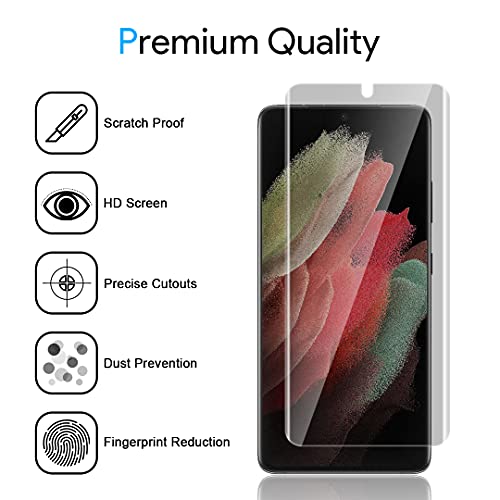 Tauri [2 + 2 Pack Compatible With Samsung Galaxy S21 Ultra 5G 6.8 - Inch 2 Pack Flexible Tpu Film Privacy Screen Protector + 2 Pack Camera Lens Protector Support Fingerprint Unlock Bubble Free #TOP2