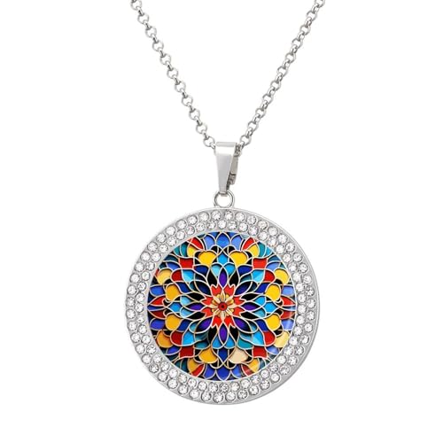 STVNKML Collier ras du cou de couleur marocaine pour femme avec pendentif rond tendance pour anniversaire, Saint-Valentin, cadeau de Noël pour maman, épouse, One size, Zinc, Diamant