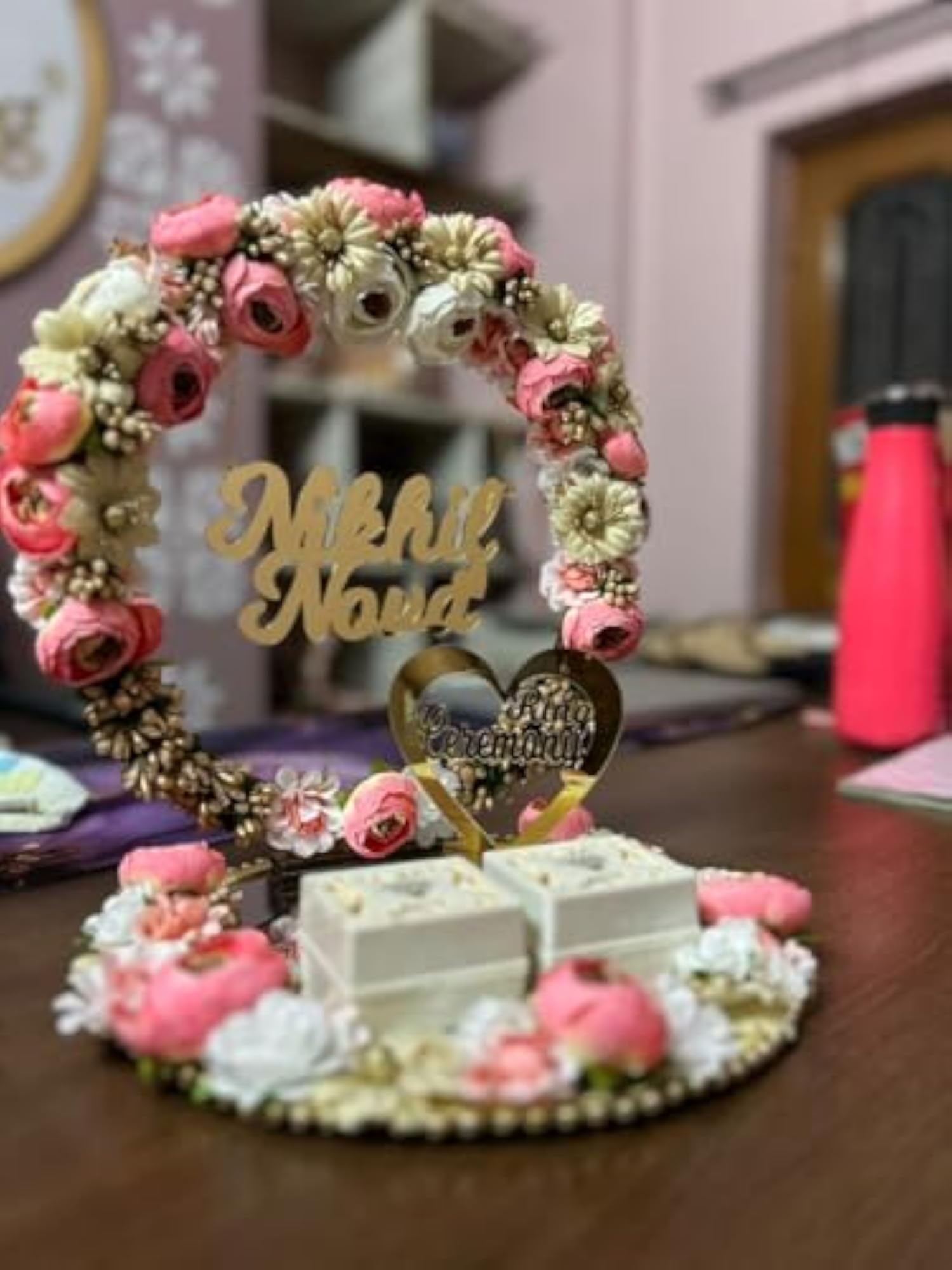 Engagement Ring Platter with Name and Date Acrylic Cutout