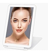 KuMers Travel Makeup Mirror White Portable Tabletop Vanity Mirror 5.1" L x 7.6" W Slim Design wit...