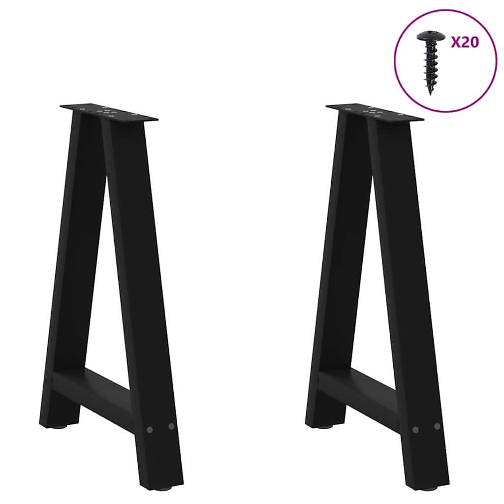 Patas de mesa de comedor en forma de A, 2 unidades, acero con recubrimiento en polvo, 50 x 72 – 73 cm, altura regulable, con protectores de suelo antideslizantes, para manualidades, mesa de