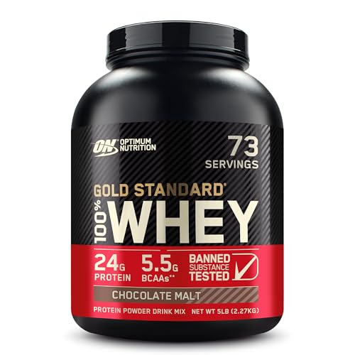 Image of Optimum Nutrition Gold Standard 100% Whey Protein Powder, Chocolate Malt, 5 Pound (Packaging May Vary)