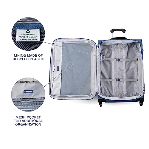Travelpro Maxlite 5 Softside Expandable Luggage with 4 Spinner Wheels, Lightweight Suitcase, Men and Women, Ensign Blue, Checked-Medium 25-Inch