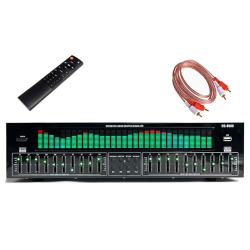 XDTKJDZ Graphic Equalizer Hifi, 31-Band Digital Equalizer, 12 Rhythm Patterns, Double 10 -segment Independent Tuning, Bluetooth 5.4, with Noise Reduction, for Recording Studio