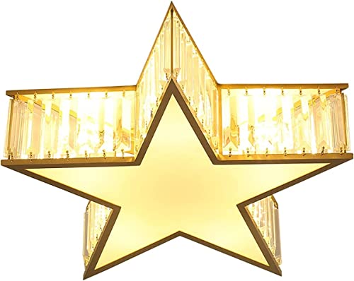 Plafonnier LED cristal K9 luminaire suspendu doré 49x15 cm pour chambre salon